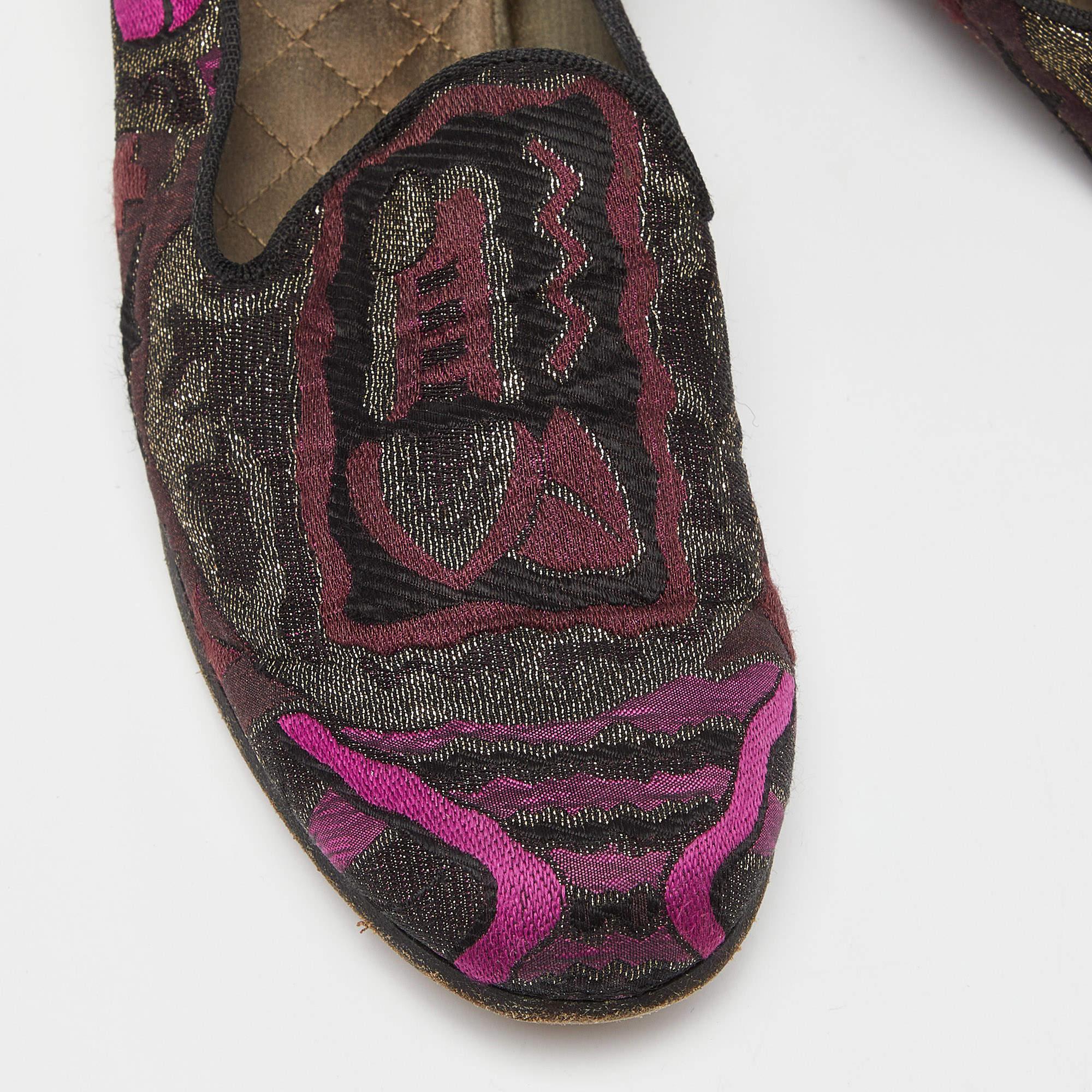 Etro Multicolor Embroidered Fabric Smoking Slippers Size 40 2