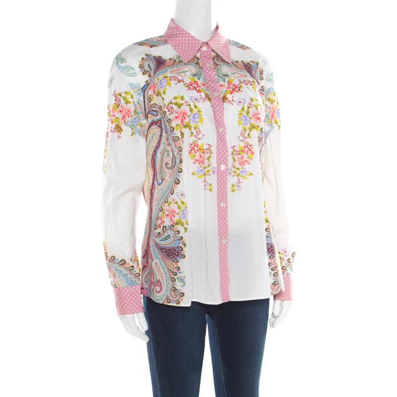 Etro never fails to impress, and this shirt is a testimony to that. It is made of a cotton blend and features beautiful floral prints along with paisley prints all over it. It flaunts a collared neckline, front button fastening and long cuffed