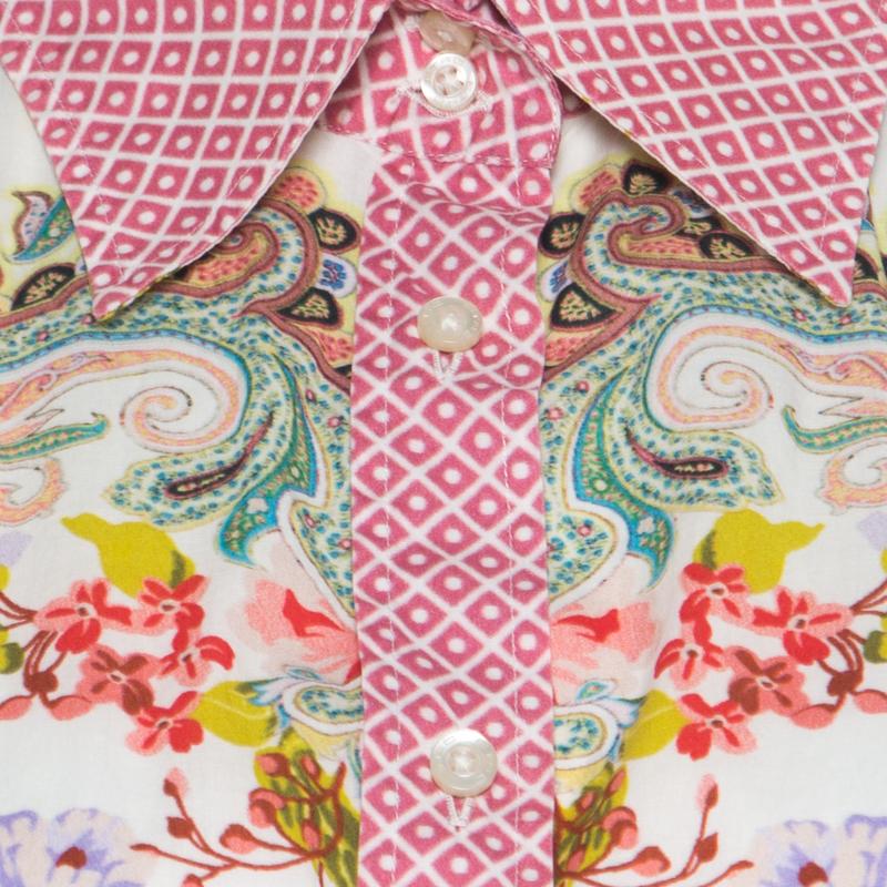 Etro Multicolor Floral and Paisley Printed Long Sleeve Shirt L In Good Condition In Dubai, Al Qouz 2