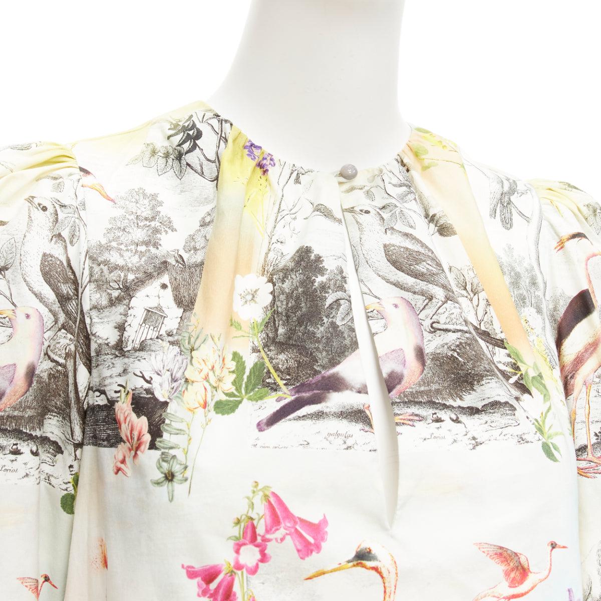 ETRO multicolor floral birds paradise print keyhole crop sleeves blouse IT38 XS
Reference: AAWC/A00738
Brand: Etro
Material: Cotton
Color: Multicolour
Pattern: Floral
Closure: Keyhole Button
Extra Details: Front keyhole closure.
Made in: