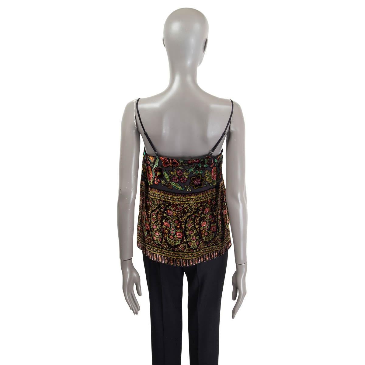 Women's ETRO multicolor FLORAL DEVORE VELVET LACE CAMISOLE Tank Top Shirt 42 M For Sale