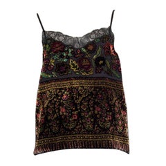 ETRO multicolor FLORAL DEVORE VELVET LACE CAMISOLE Tank Top Shirt 42 M
