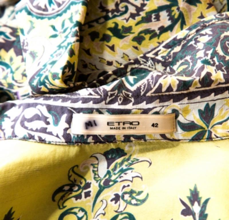 Grigio Etro - Camicia a maniche lunghe in seta con stampa floreale Paisley Multicolore - M. I. in vendita