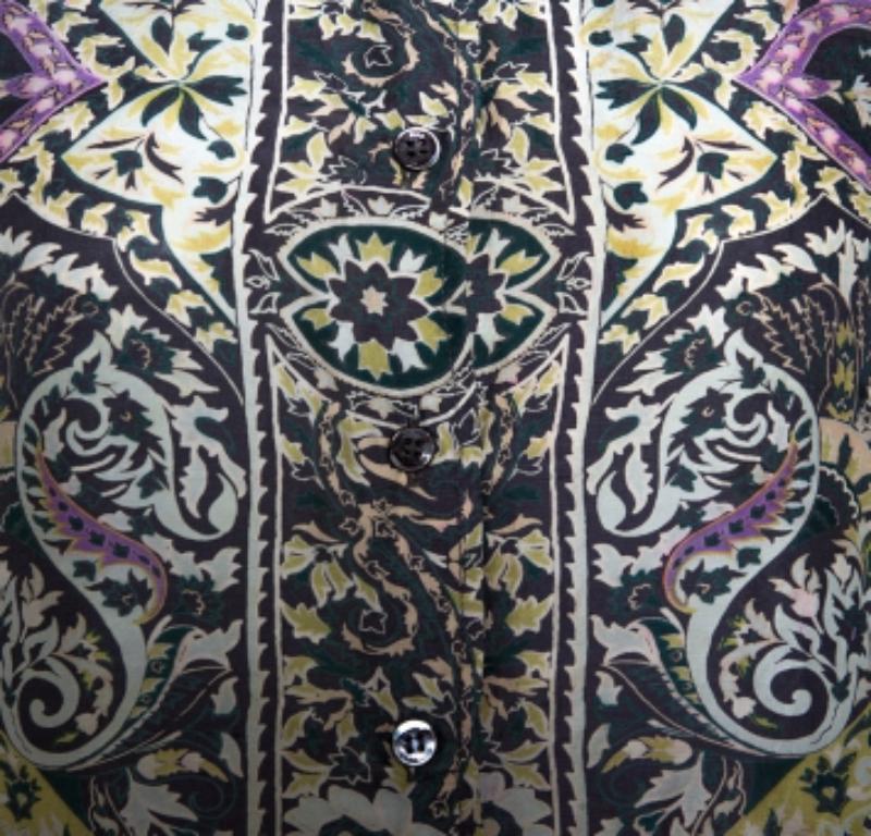 Donna Etro - Camicia a maniche lunghe in seta con stampa floreale Paisley Multicolore - M. I. in vendita