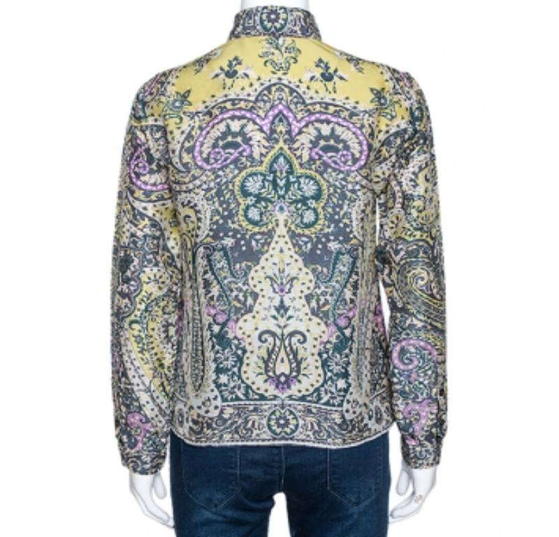Etro - Camicia a maniche lunghe in seta con stampa floreale Paisley Multicolore - M. I. in vendita 1