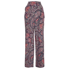 Etro Multicolor Floral Paisley Print Silk Wide-Leg Pants M