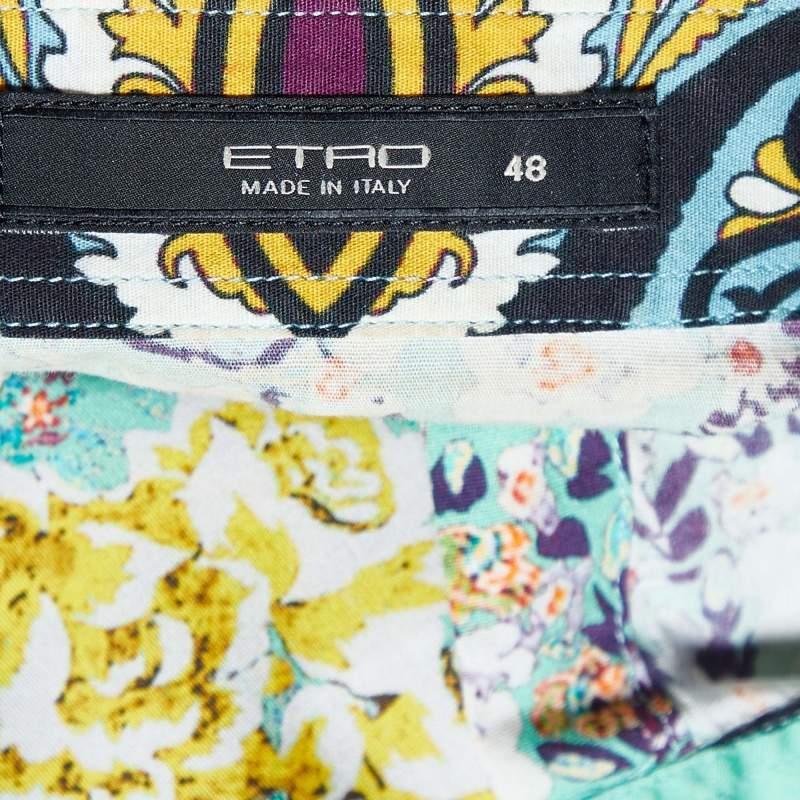 Etro - Chemise en coton à imprimé floral multicolore L Bon état - En vente à Dubai, Al Qouz 2