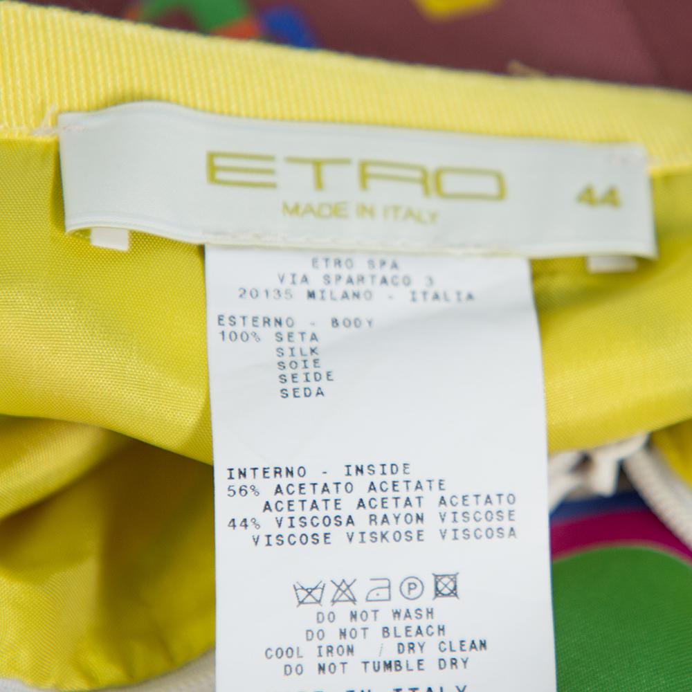 Etro Faltenrock mit mehrfarbigem Blumendruck aus Seide, Größe M Damen im Angebot