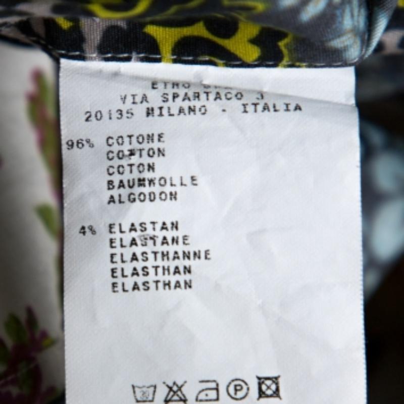 Etro Multicolor Floral Print Stretch Cotton Shirt L In Good Condition For Sale In Dubai, Al Qouz 2