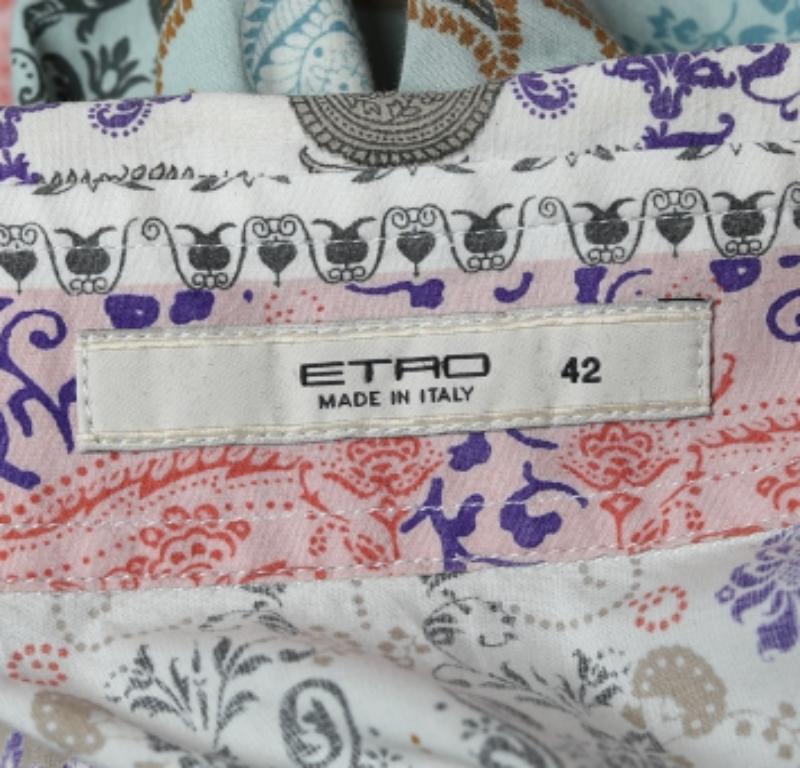 Etro Camisa con botones de algodón con estampado floral multicolor M en venta 1