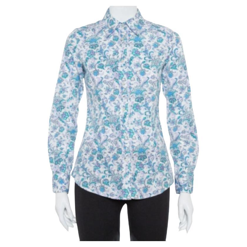 Etro Multicolor Floral Printed Cotton Button Front Shirt S For Sale
