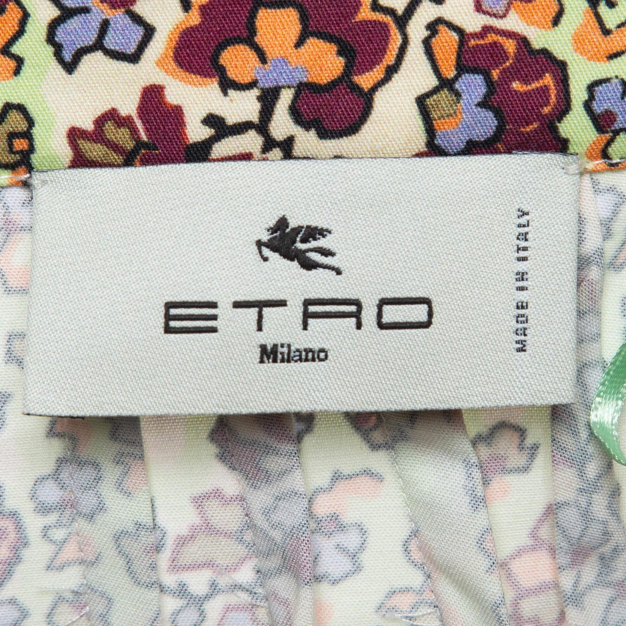 Etro Falda midi de volantes de algodón con estampado floral multicolor S en Excelente estado para la venta en Dubai, Al Qouz 2
