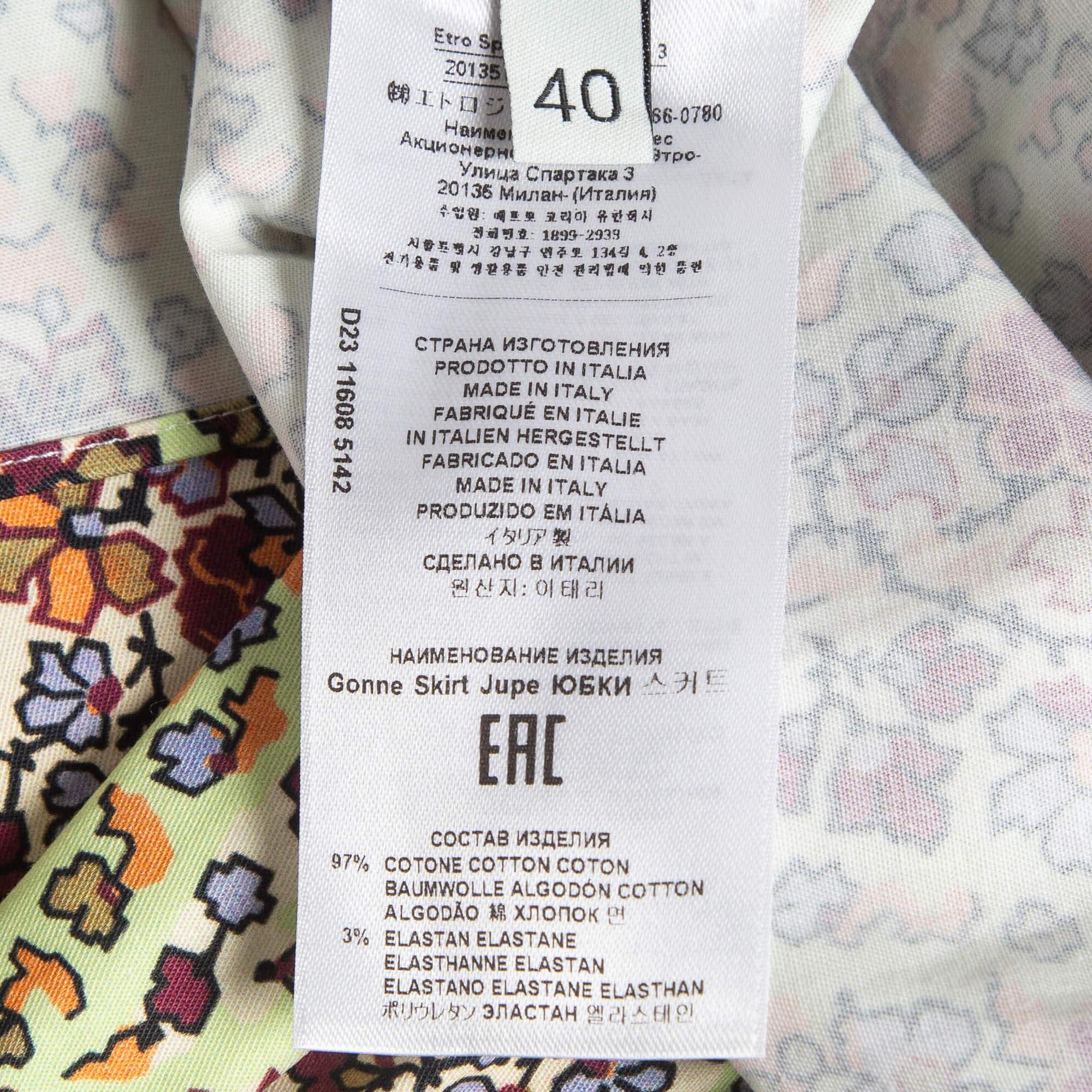 De las mujeres Etro Falda midi de volantes de algodón con estampado floral multicolor S en venta