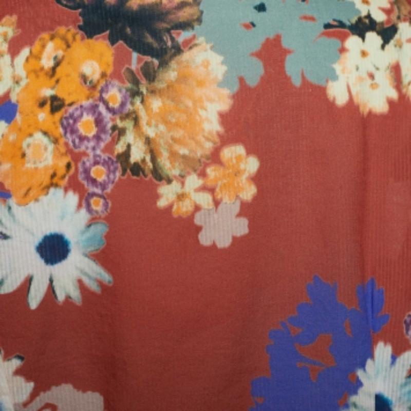 Marrone Etro - Camicia a maniche lunghe in cotone con stampa floreale multicolore - L.L. in vendita