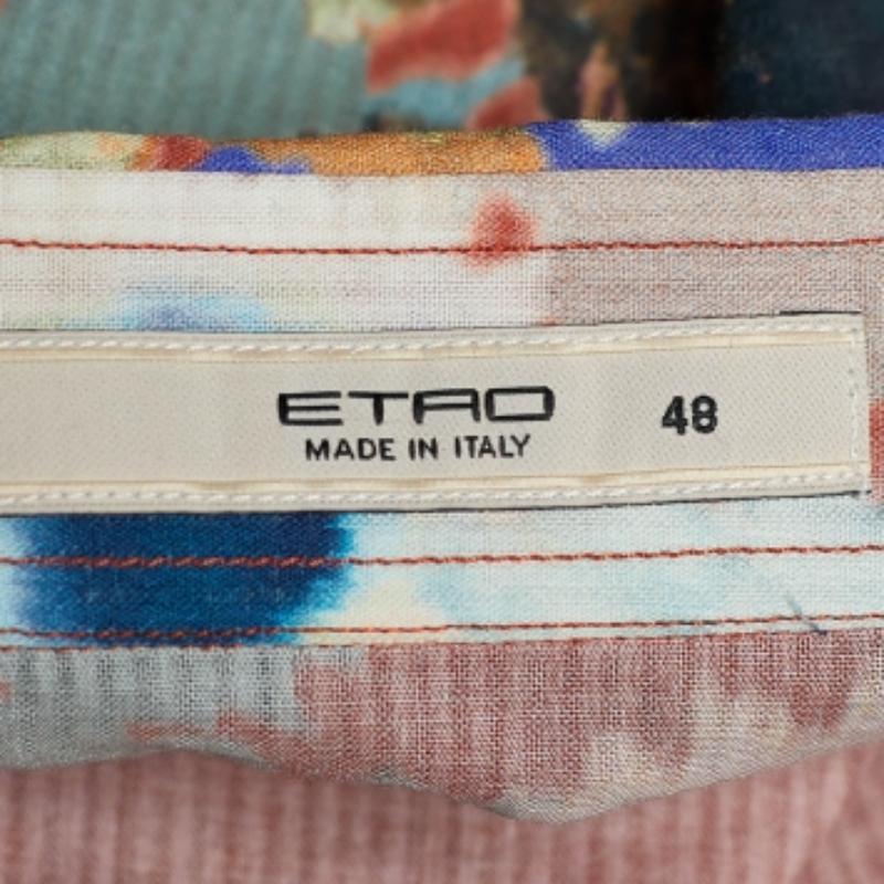 Etro - Camicia a maniche lunghe in cotone con stampa floreale multicolore - L.L. In condizioni buone in vendita a Dubai, Al Qouz 2