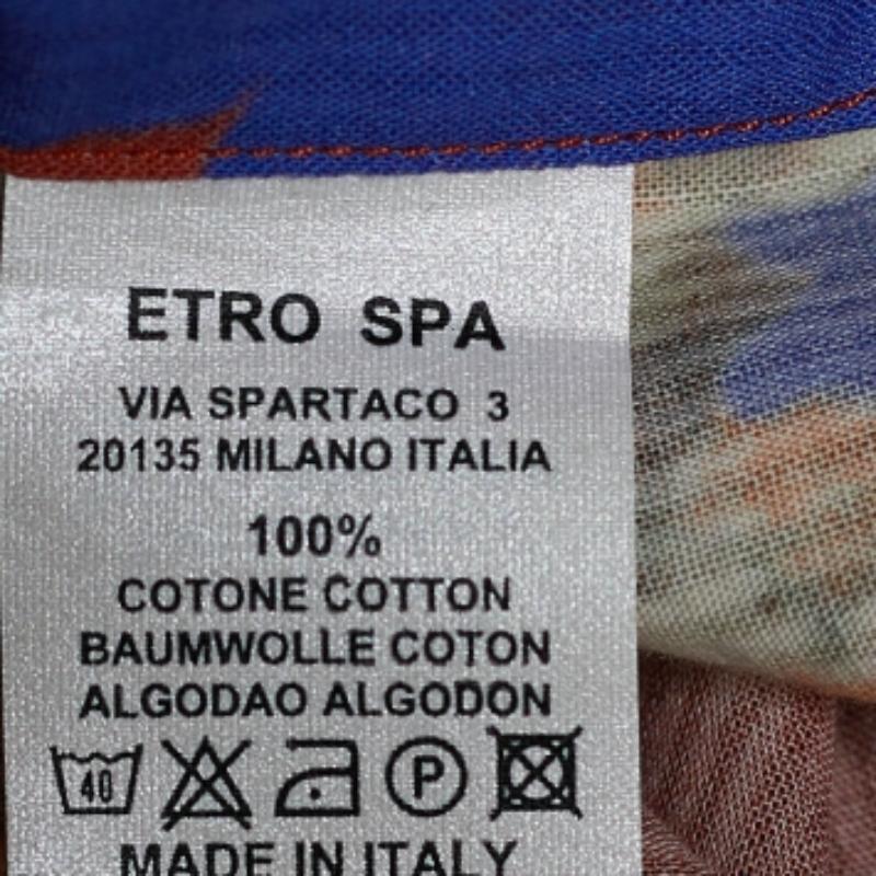 Donna Etro - Camicia a maniche lunghe in cotone con stampa floreale multicolore - L.L. in vendita