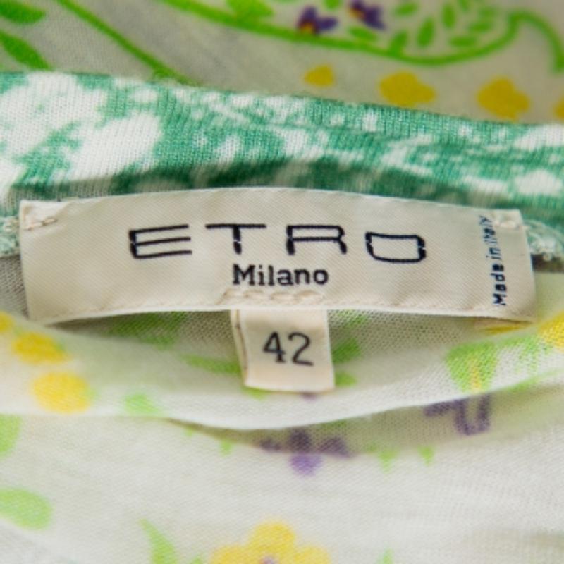 Women's Etro Multicolor Floral Printed Cotton Long Sleeve T-Shirt M For Sale