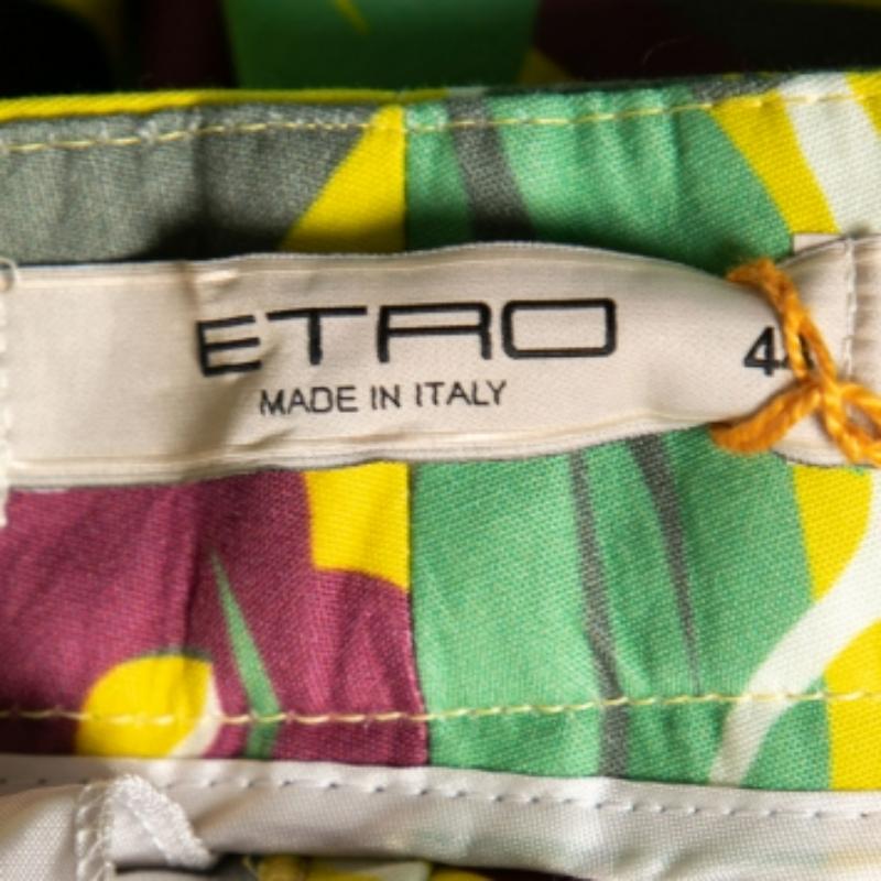 Etro Mehrfarbige bedruckte Baumwollhose mit Blumendruck M (Braun) im Angebot