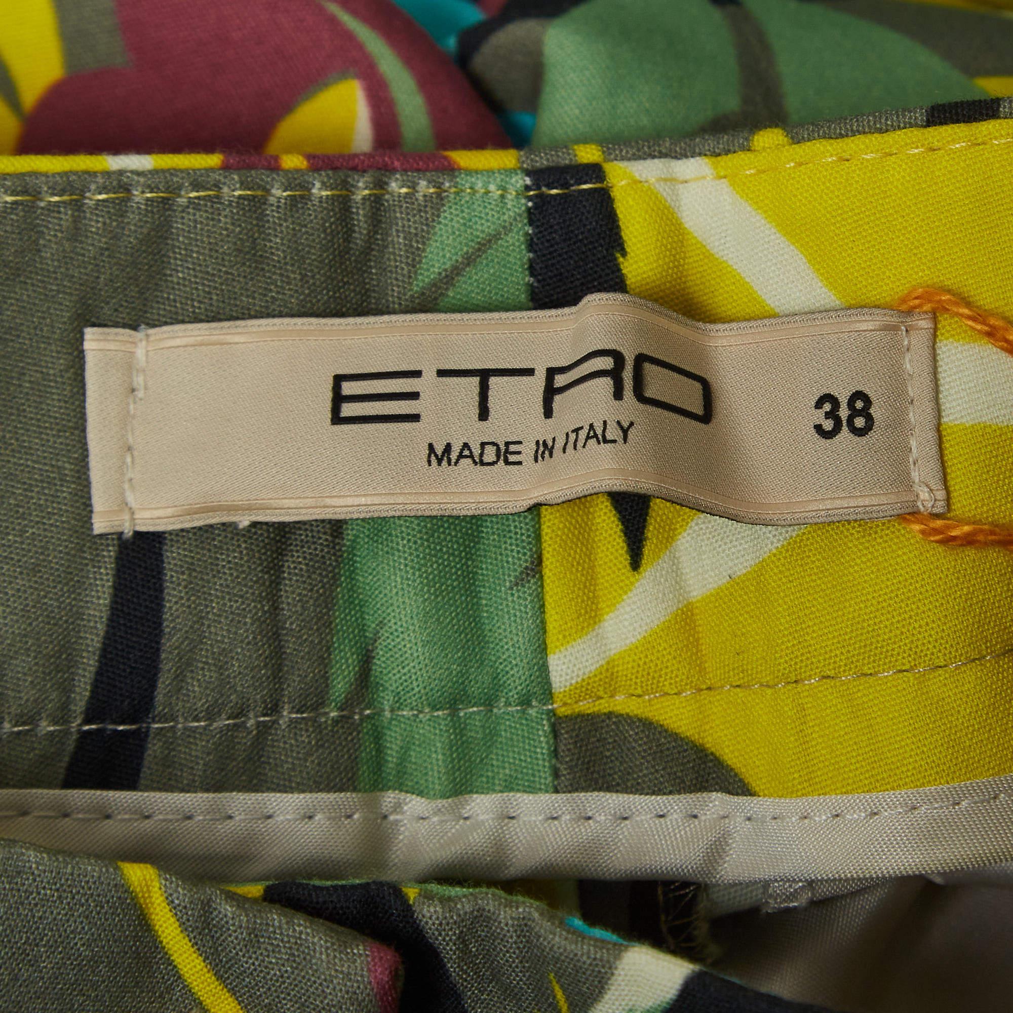 Etro Pantalon en coton imprimé floral multicolore S Neuf à Dubai, Al Qouz 2