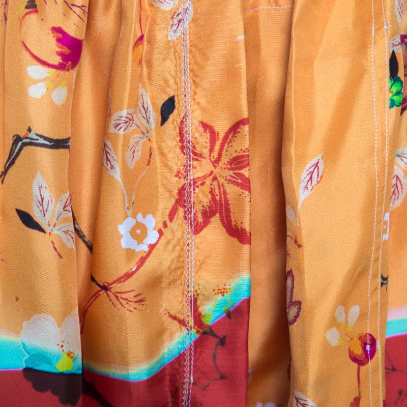 Etro Multicolor Floral Printed Silk Maxi Skirt M In New Condition In Dubai, Al Qouz 2