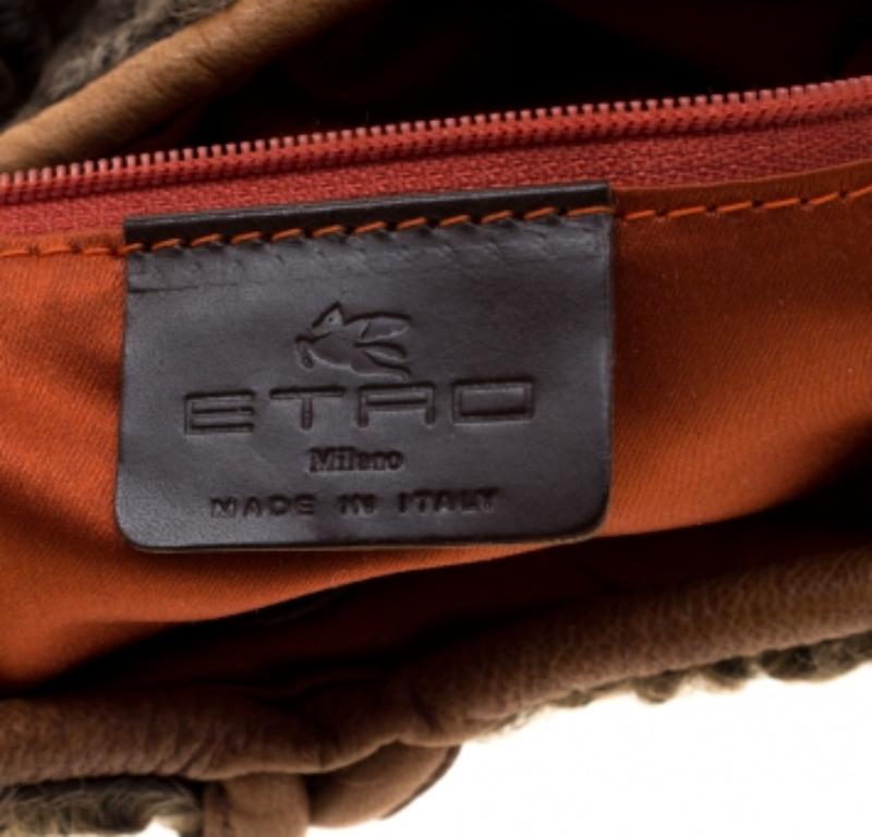 Mehrfarbiger Hobo aus Pelz und Jacquard von Etro (Braun) im Angebot