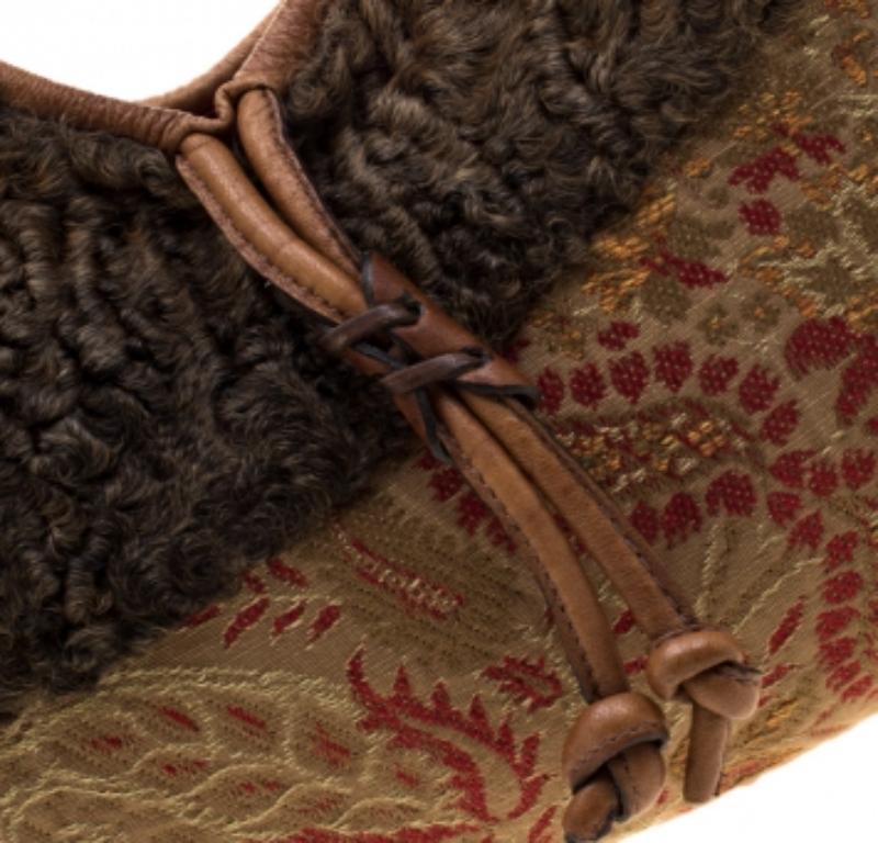 Mehrfarbiger Hobo aus Pelz und Jacquard von Etro im Angebot 1