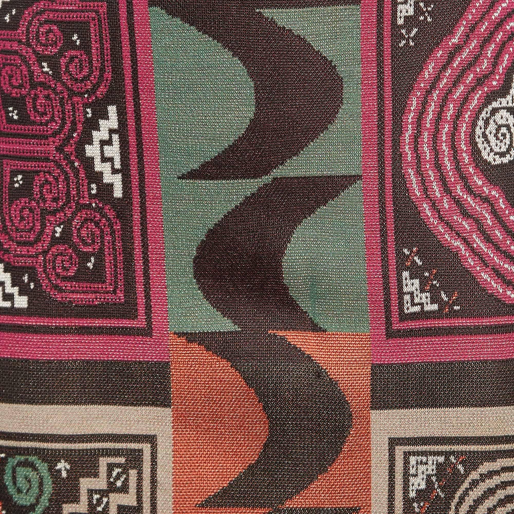 Brown Etro Multicolor Geometric Intarsia Knit Midi Skirt M
