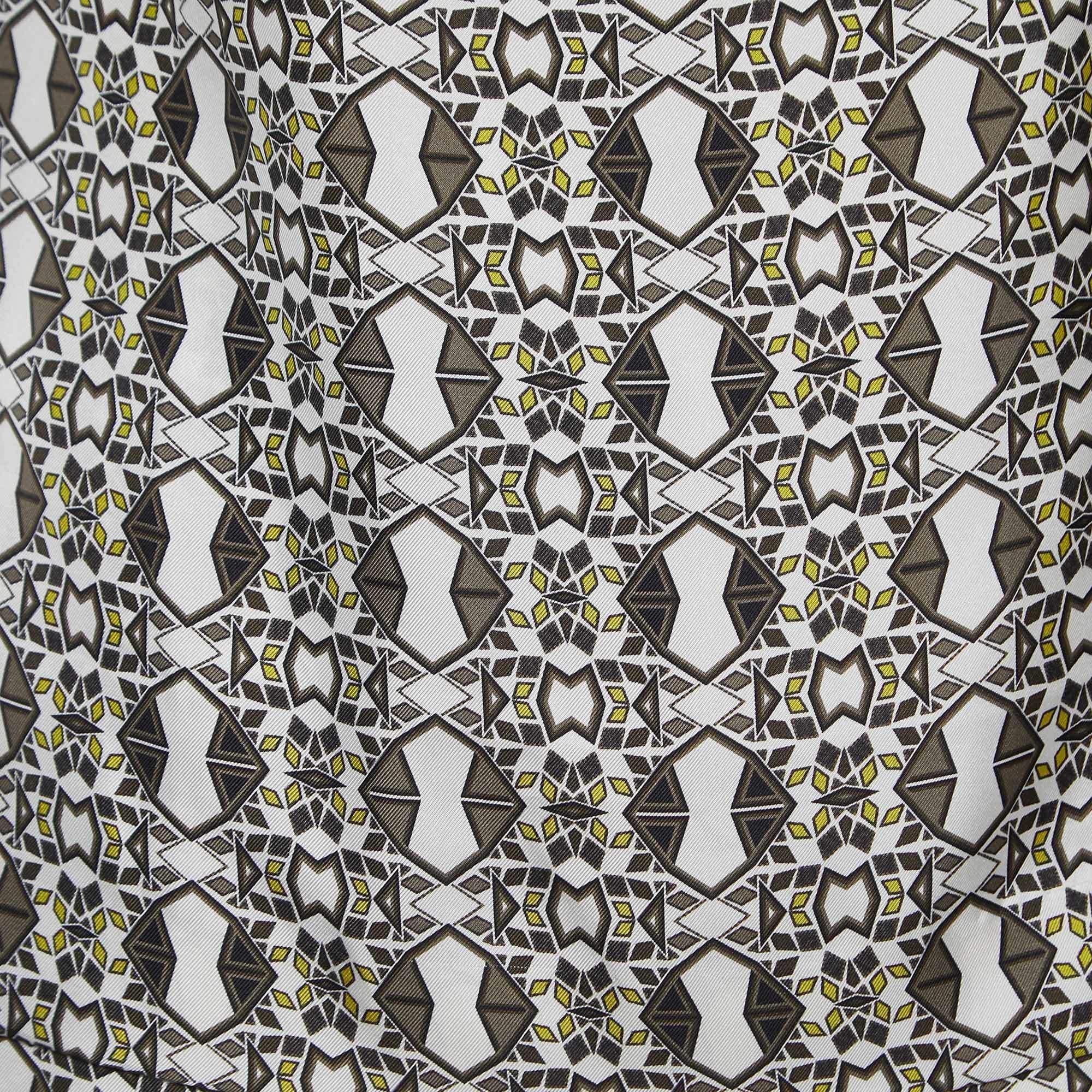 Etro Multicolor Geometric Printed Silk Overlay Pleated Detail Midi Dress S In New Condition In Dubai, Al Qouz 2
