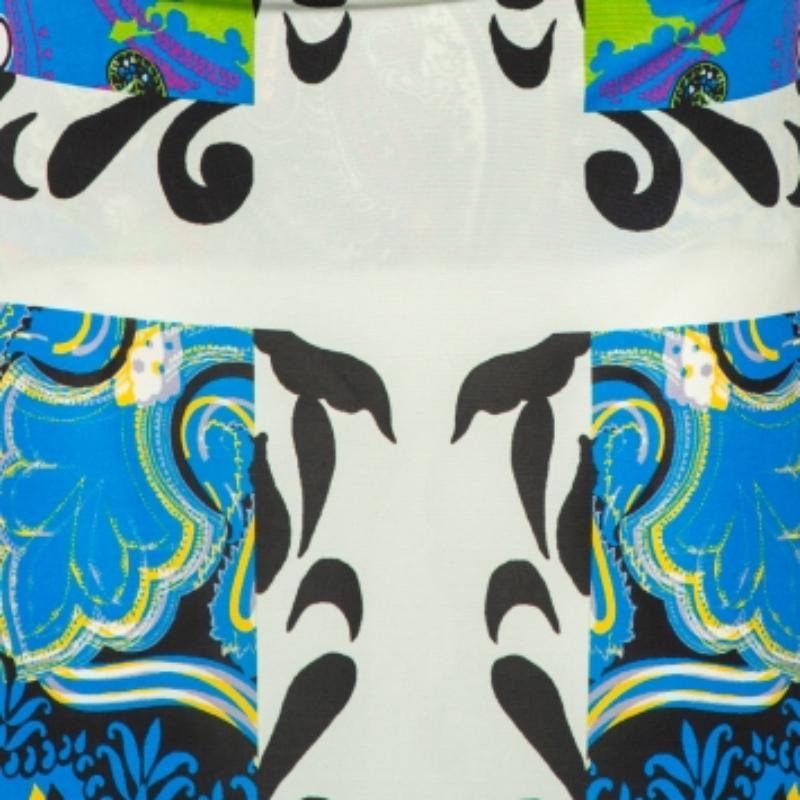 Etro Multicolor Jersey Draped Faux Wrap Maxi Dress L In Excellent Condition For Sale In Dubai, Al Qouz 2