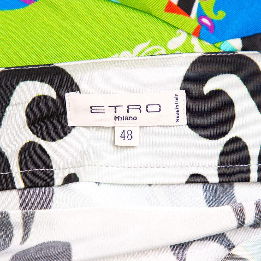Etro Mehrfarbiges drapiertes Maxikleid aus Jersey-Kunstleder L im Zustand „Gut“ im Angebot in Dubai, Al Qouz 2