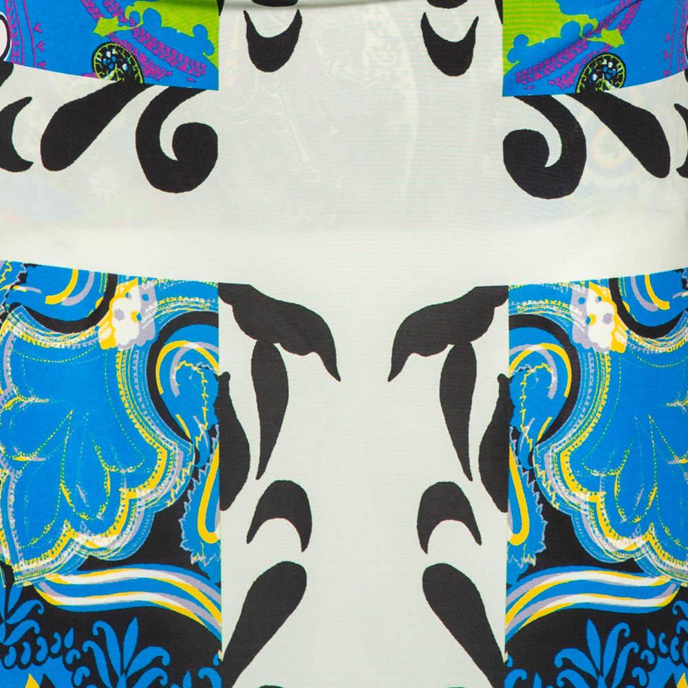 Etro Mehrfarbiges drapiertes Maxikleid aus Jersey-Kunstleder L im Angebot 1