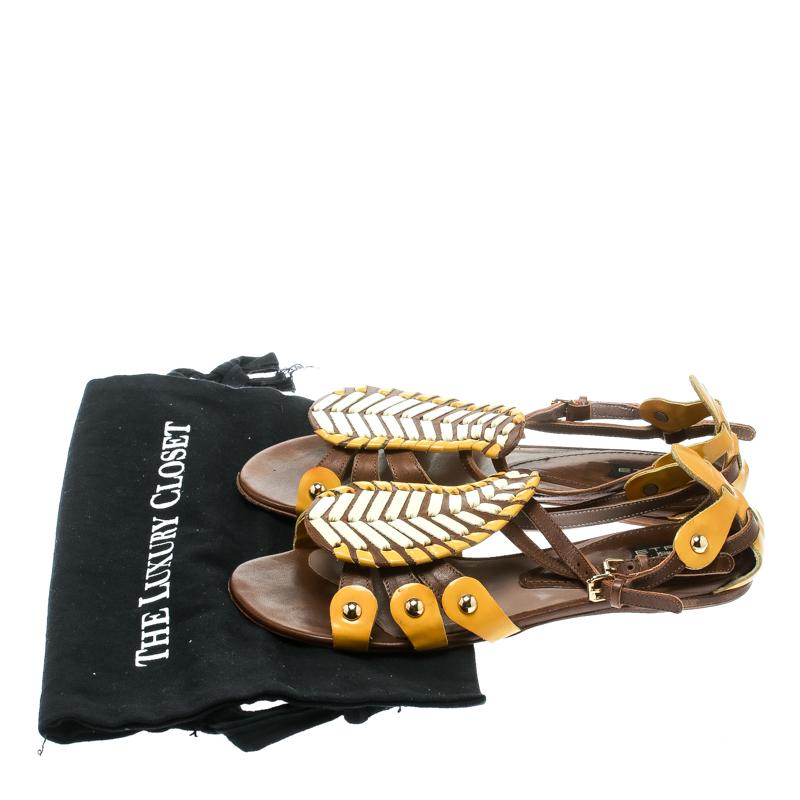 Etro Multicolor Leather Paisley Detail Flat Sandals Size 38.5 3