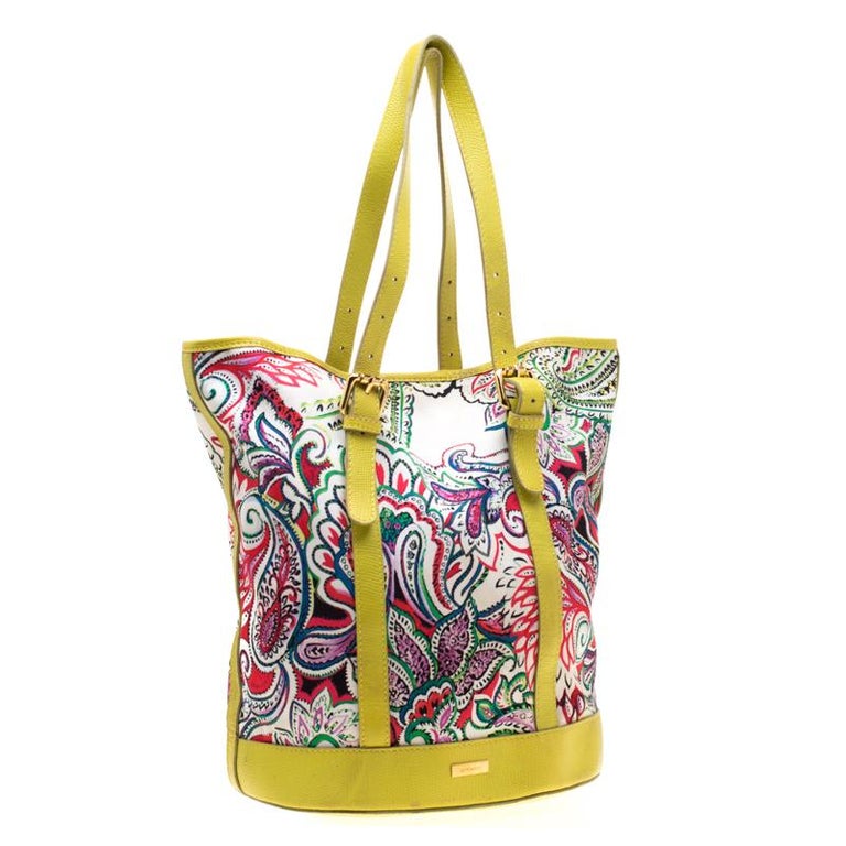 Etro Multicolor Paisley Print Canvas and Leather Tote For Sale at 1stDibs