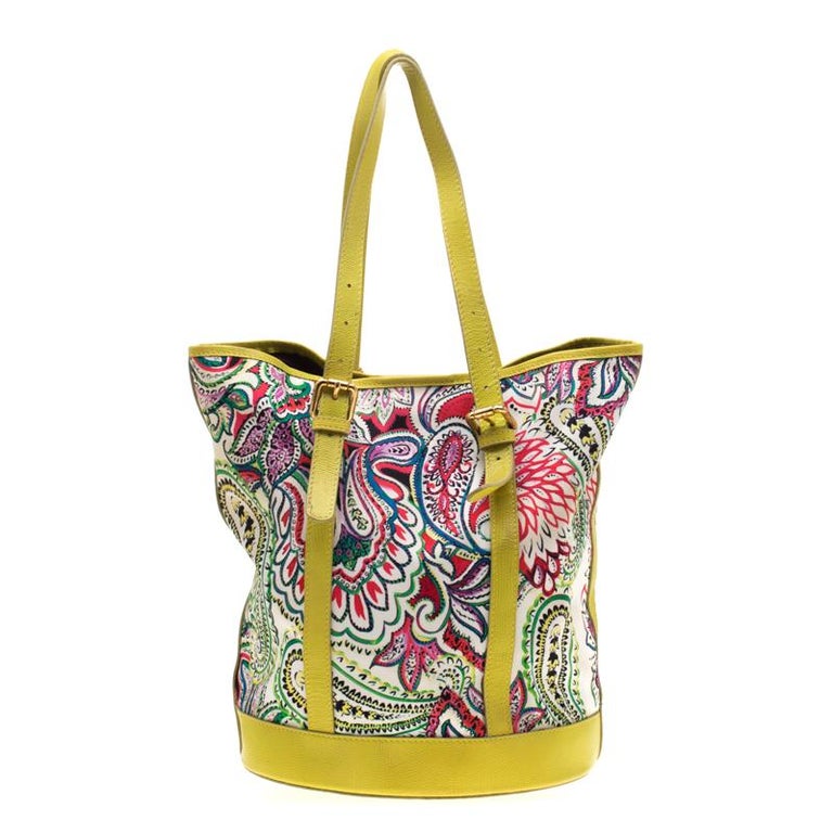 Etro Multicolor Paisley Print Canvas And Leather Tote