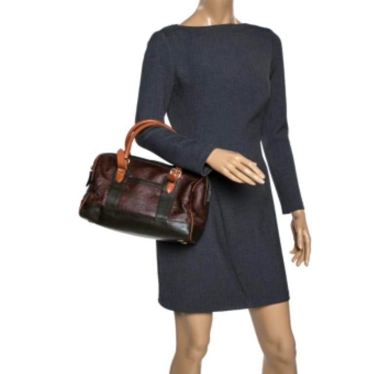 Etro Multicolor Paisley Print Coated Canvas and Leather Satchel For Sale 2