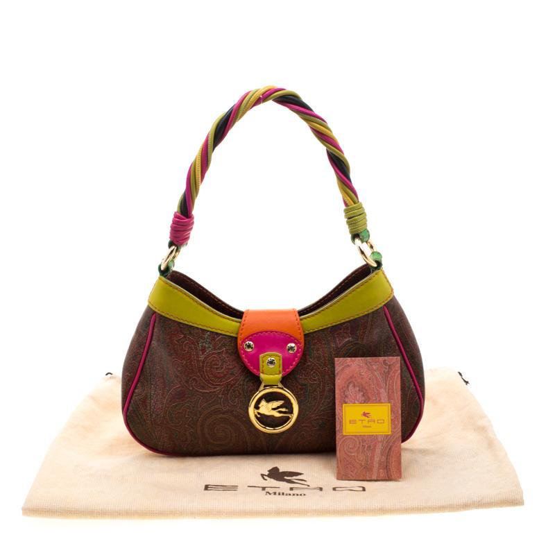 Etro Multicolor Paisley Print Coated Canvas and Leather Shoulder Bag 4
