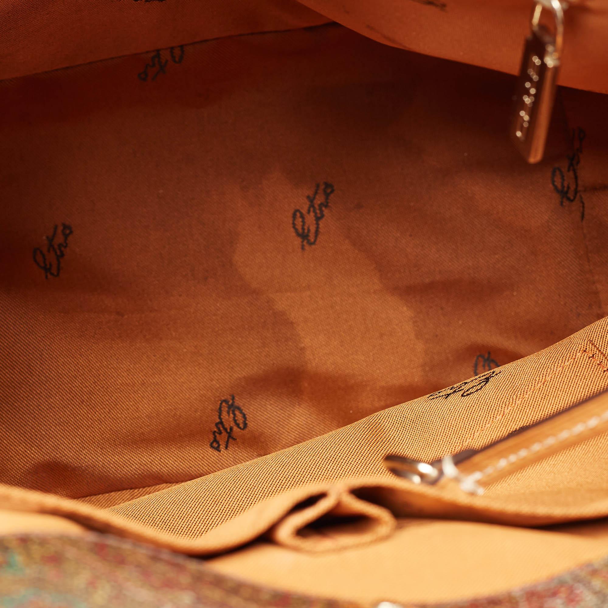 Etro - Borsa a secchiello in tela coates e pelle con stampa Paisley multicolore 2