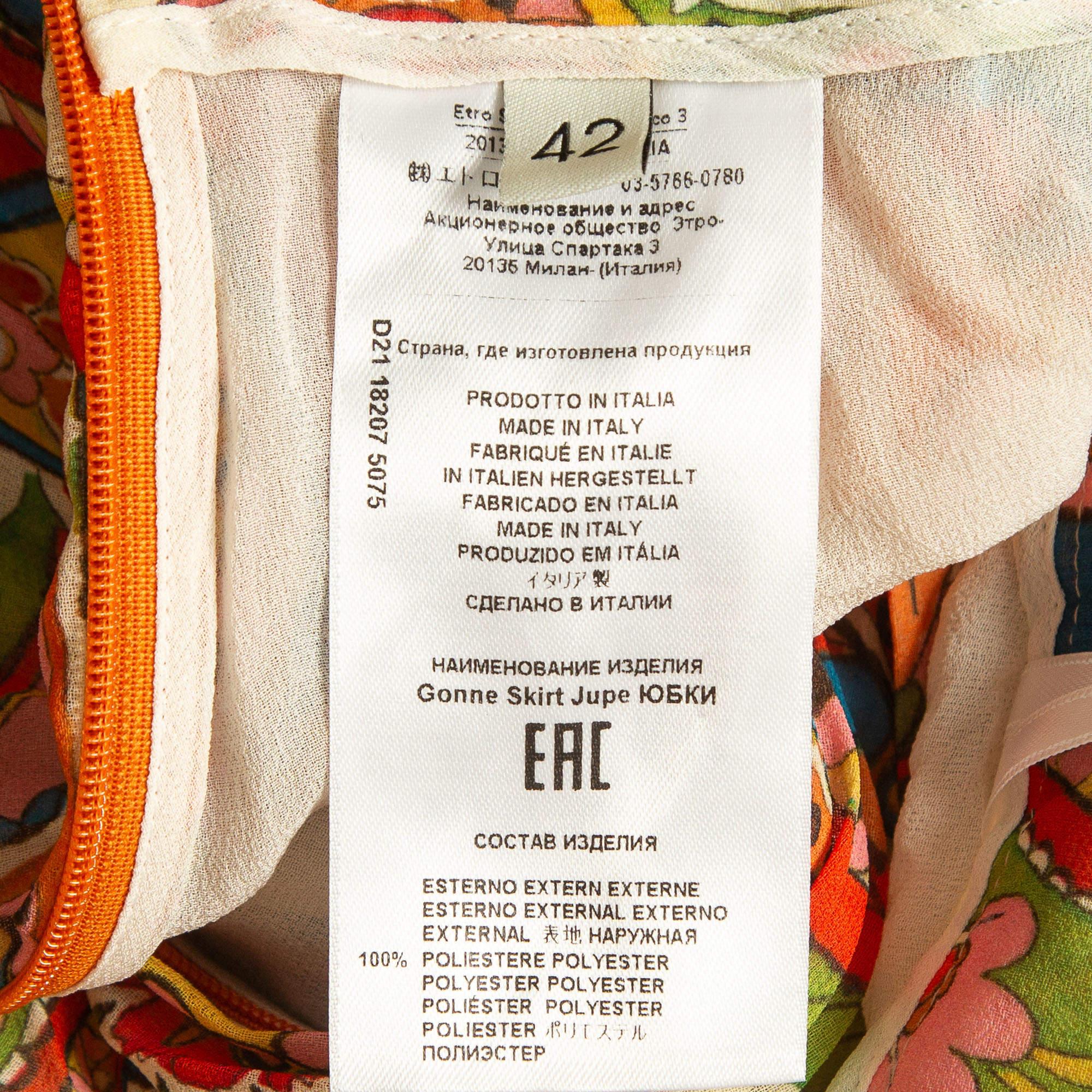 Women's Etro Multicolor Paisley Print Crepe Pleated Maxi Skirt M