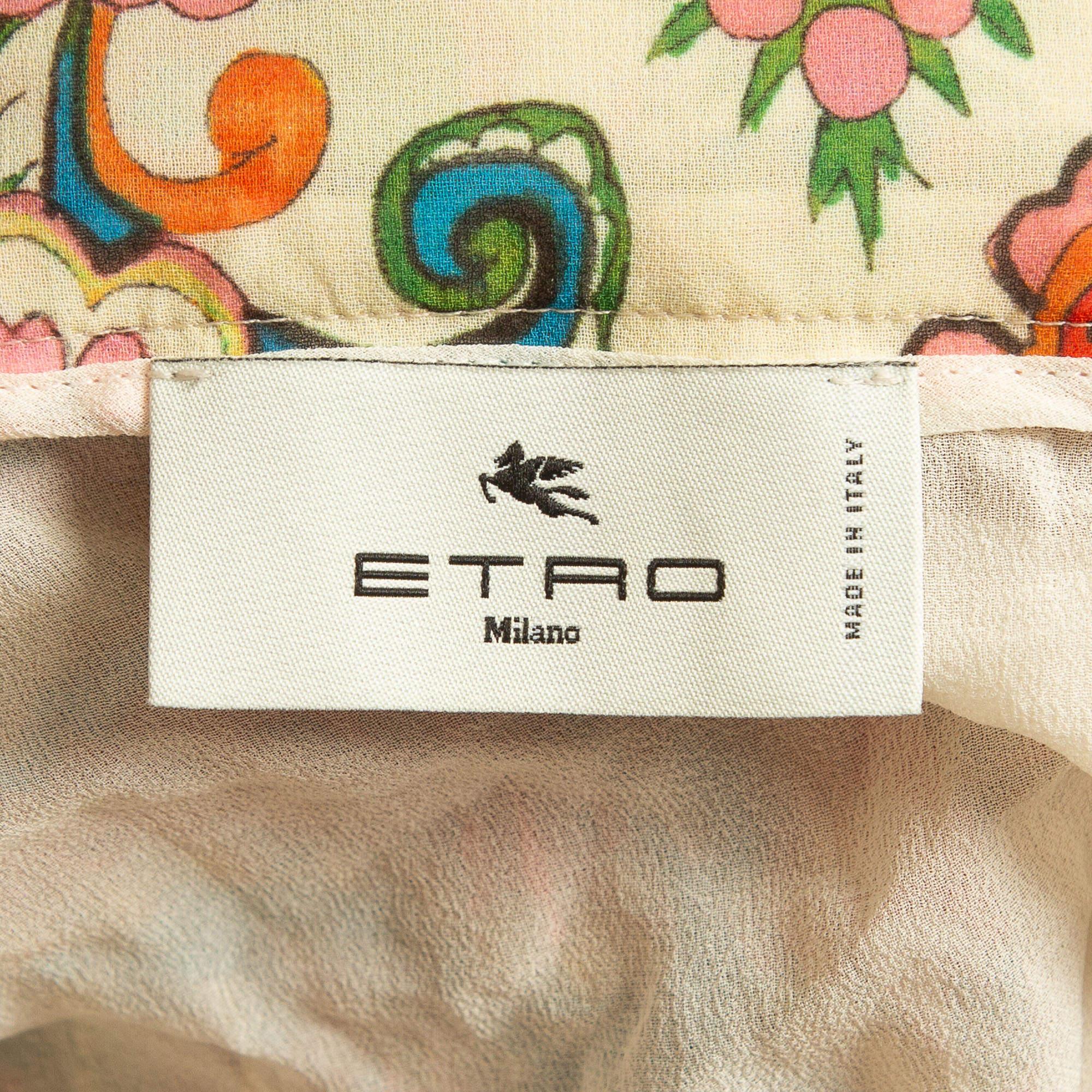 Etro Multicolor Paisley Print Crepe Pleated Maxi Skirt M 1