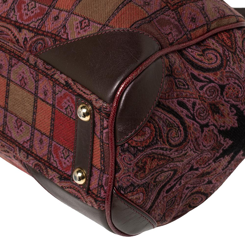 Etro Multicolor Paisley Print Fabric and Leather Zip Satchel 1