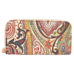 Etro Mehrfarbiges Portemonnaie aus Leder mit Paisleymuster und Continental Wallet