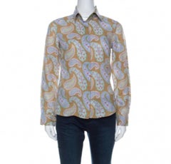 Etro Multicolor Paisley Print Linen Long Sleeve Button Front Shirt S