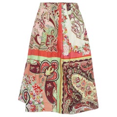 Etro - Gonna midi in popeline con stampa paisley multicolore L.