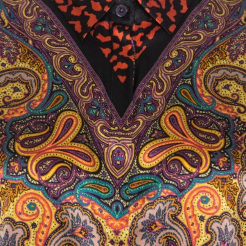 Etro Multicolor Paisley Print Silk Button Front Shirt M en Bueno estado para la venta en Dubai, Al Qouz 2