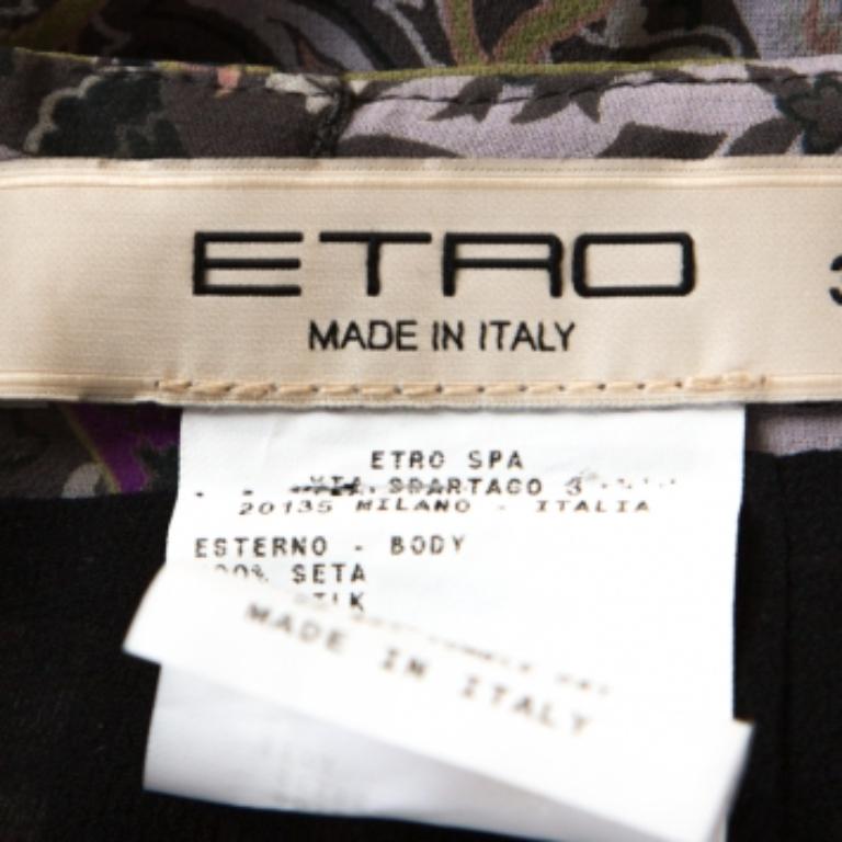 Etro Multicolor Paisley Print Silk Skirt S (Grau) im Angebot