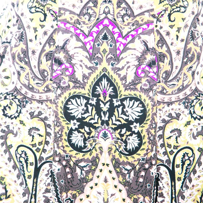 Gray Etro Multicolor Paisley Print Silk Skirt S