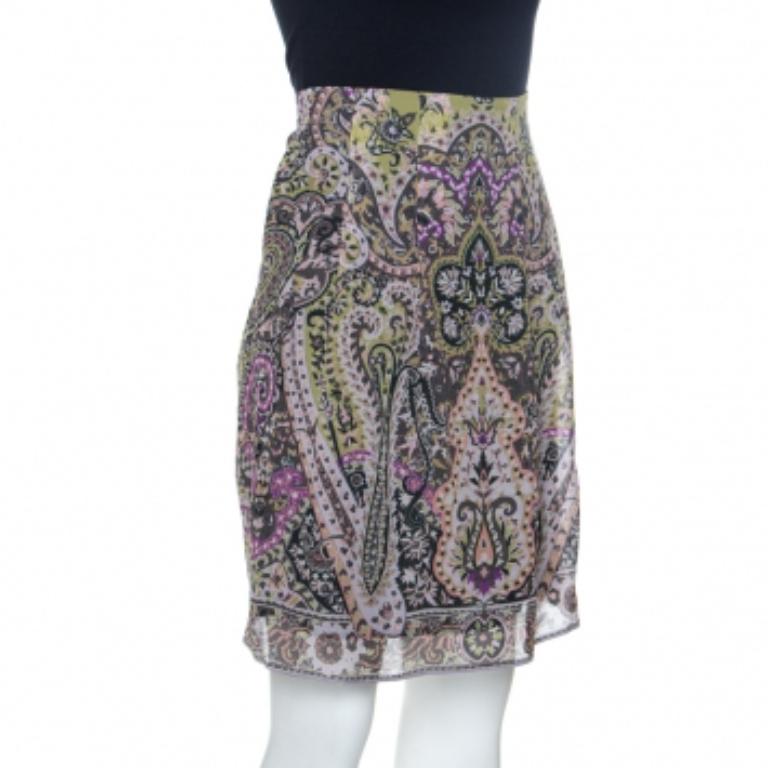Etro Multicolor Paisley Print Silk Skirt S im Angebot 2