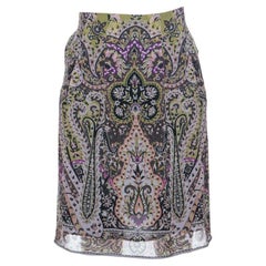 Etro Multicolor Paisley Print Silk Skirt S