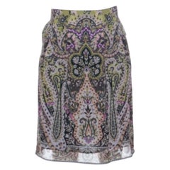 Etro Multicolor Paisley Print Silk Skirt S