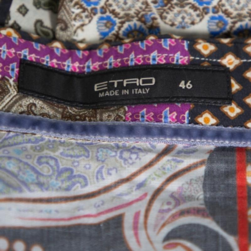 Women's Etro Multicolor Paisley Printed Button Front Fitted Shirt L For Sale